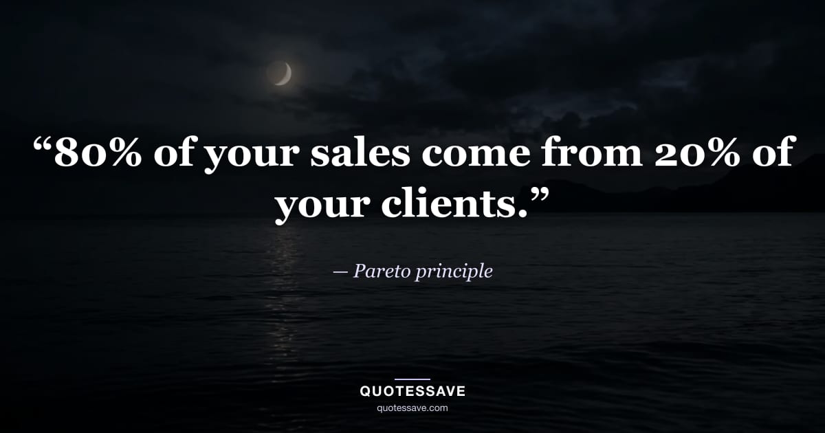 “80% of your sales come from 20% of your clients.” — Pareto principle