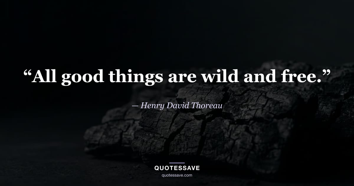 “All good things are wild and free.” — Henry David Thoreau