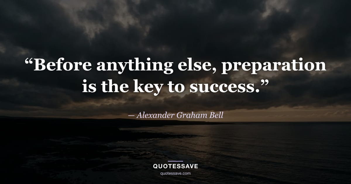 “Before anything else, preparation is the key to success.” — Alexander Graham Bell
