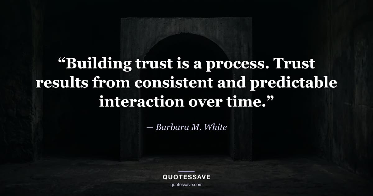 “Building trust is a process. Trust results from consistent and predictable interaction over time.” — Barbara M. White