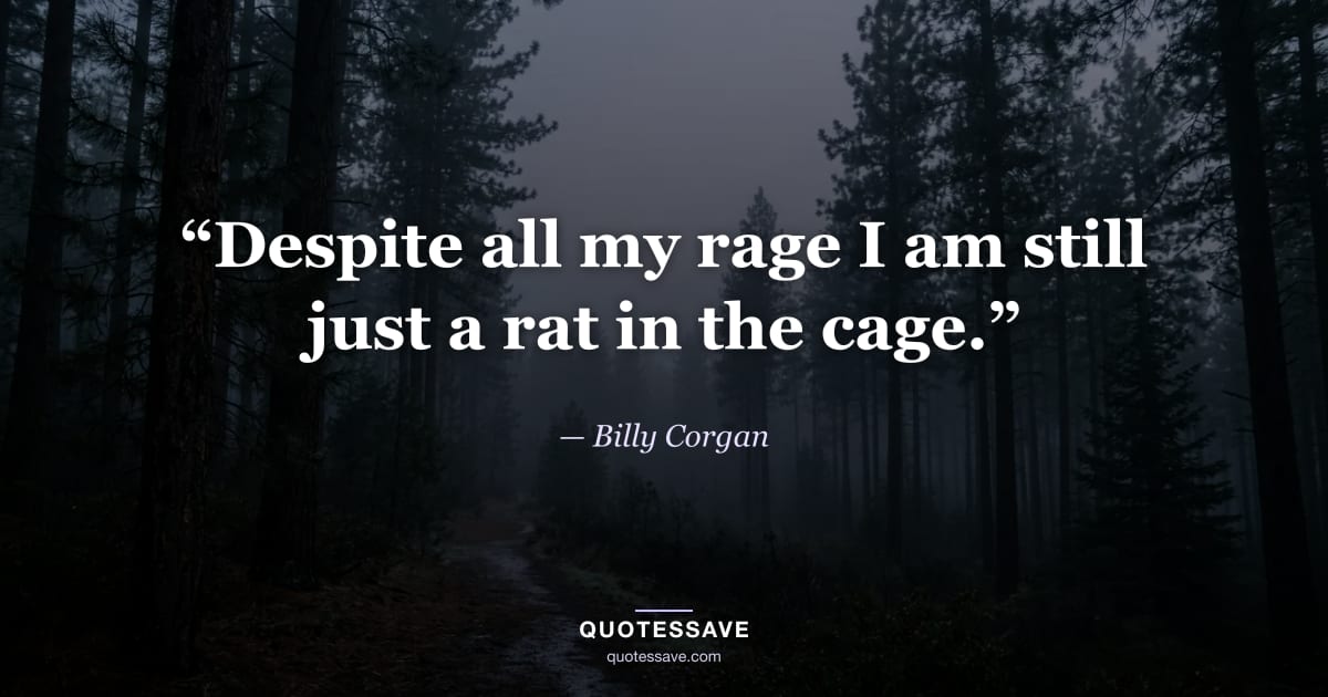 “Despite all my rage I am still just a rat in the cage.” — Billy Corgan