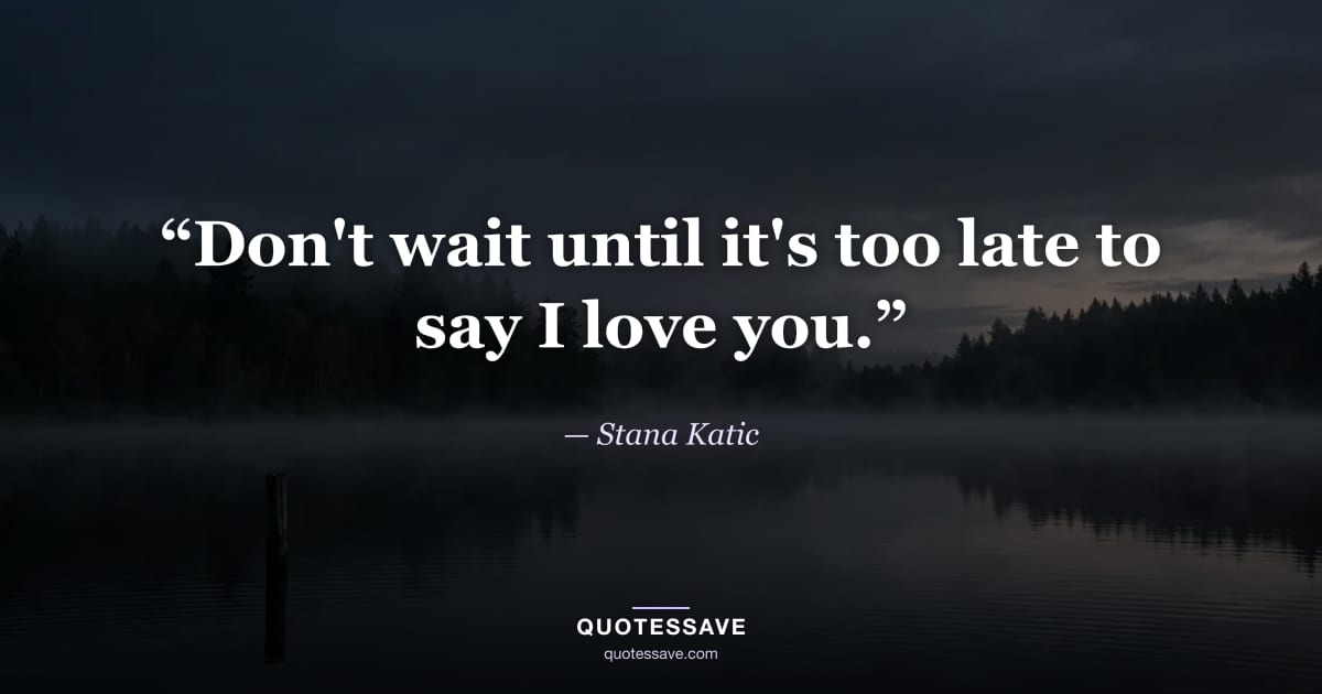 “Don't wait until it's too late to say I love you.” — Stana Katic