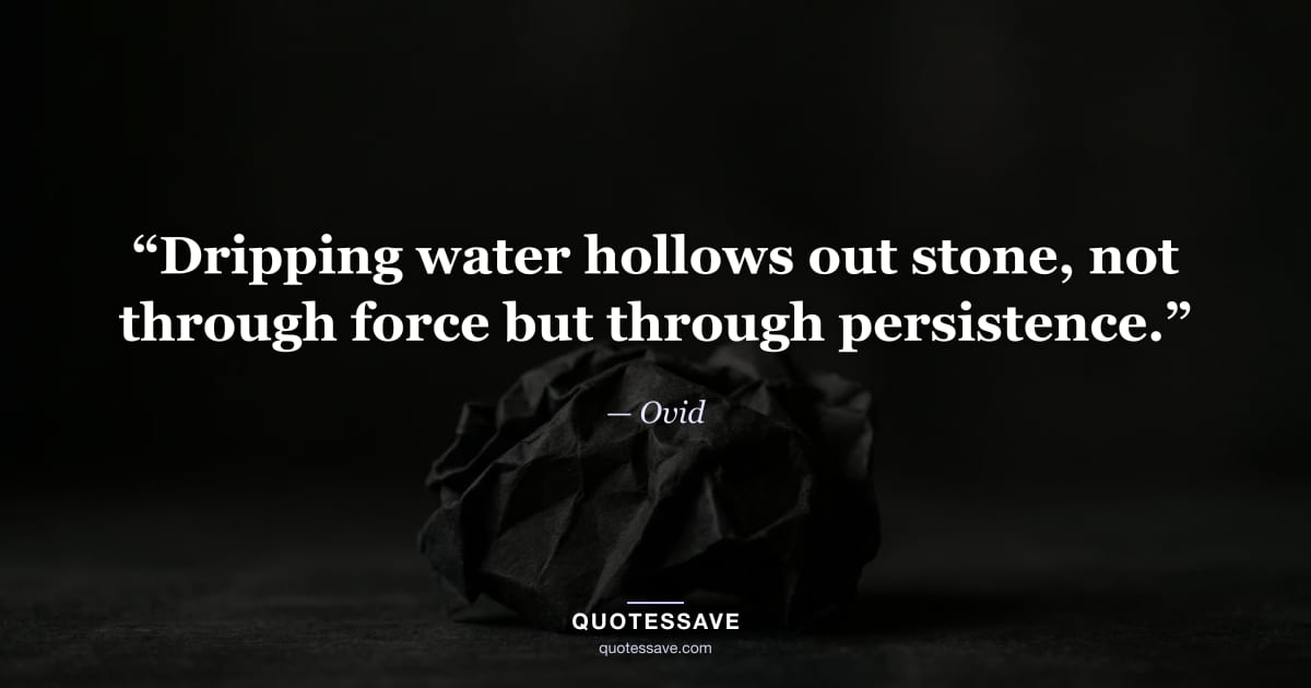 “Dripping water hollows out stone, not through force but through persistence.” — Ovid