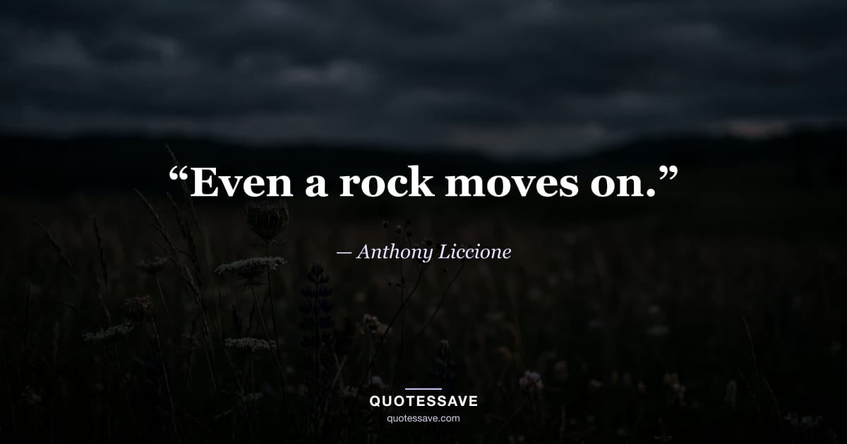 “Even a rock moves on.” — Anthony Liccione