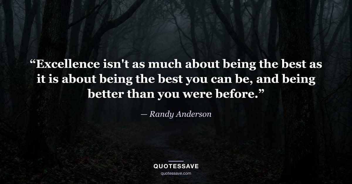 “Excellence isn't as much about being the best as it is about being the best you can be, and being better than you were before.” — Randy Anderson