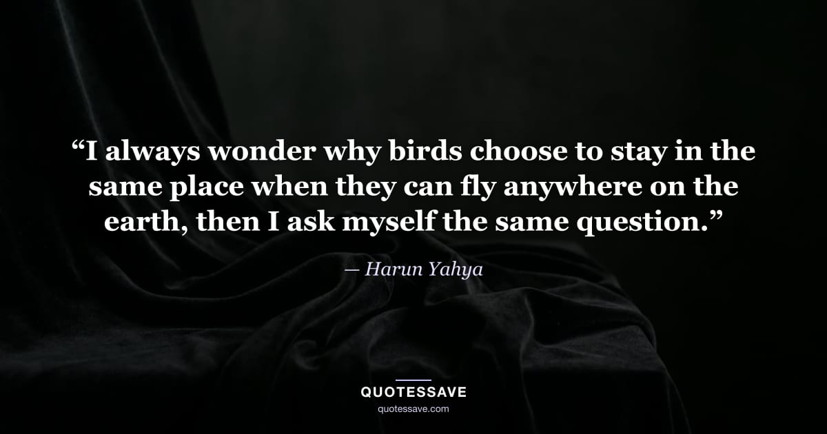 “I always wonder why birds choose to stay in the same place when they can fly anywhere on the earth, then I ask myself the same question.” — Harun Yahya