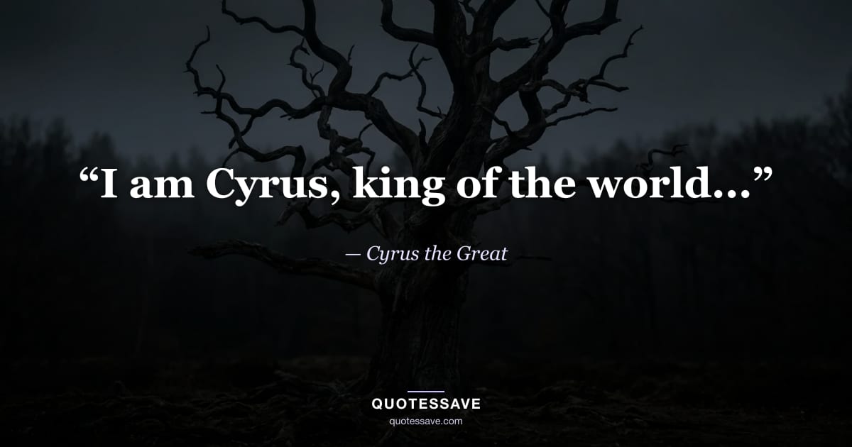 “I am Cyrus, king of the world...” — Cyrus the Great