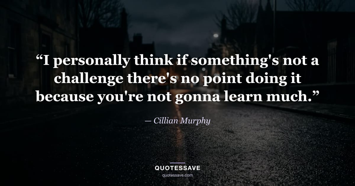 “I personally think if something's not a challenge there's no point doing it because you're not gonna learn much.” — Cillian Murphy