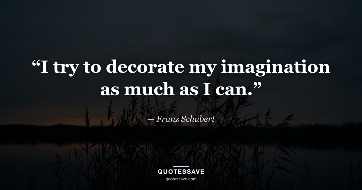 “I try to decorate my imagination as much as I can.” — Franz Schubert