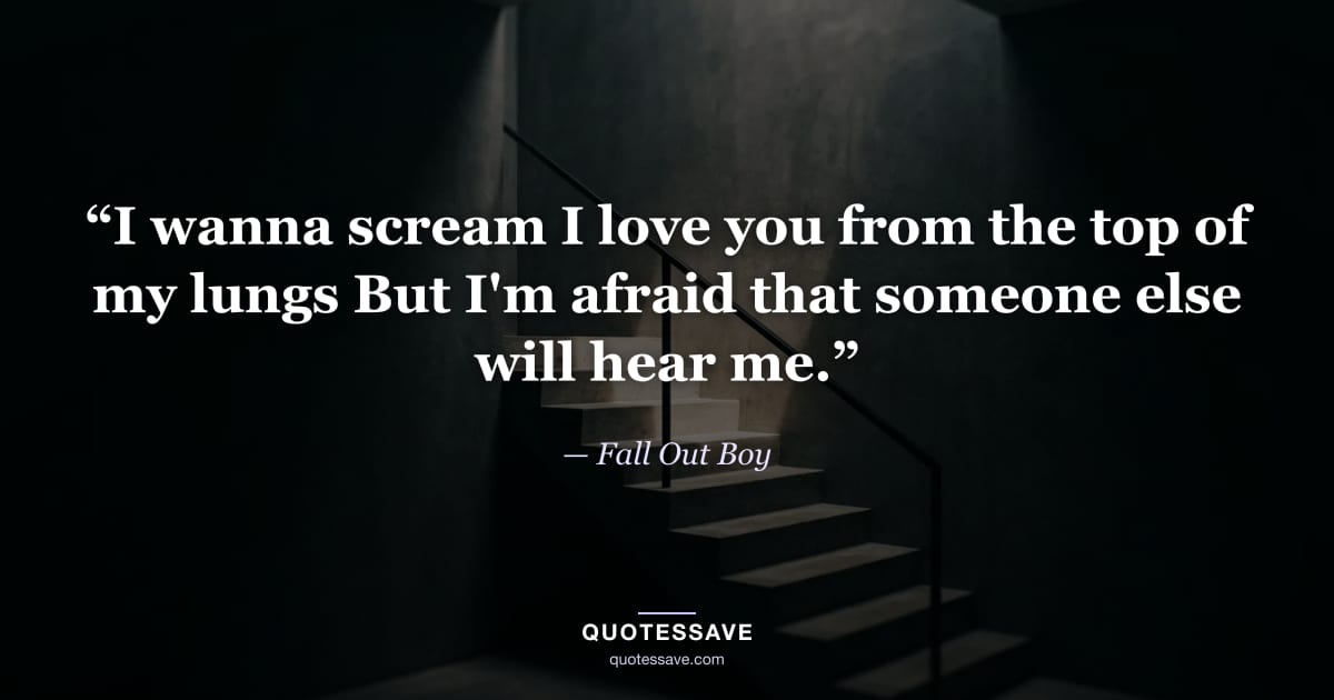 “I wanna scream I love you from the top of my lungs But I'm afraid that someone else will hear me.” — Fall Out Boy