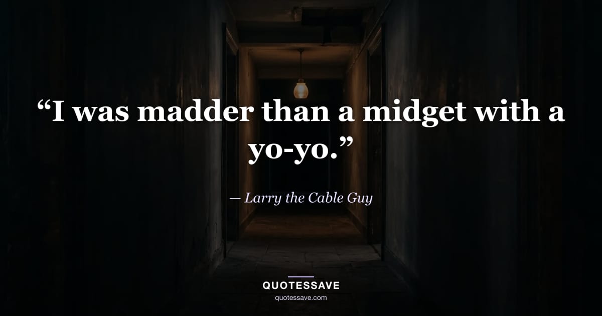 “I was madder than a midget with a yo-yo.” — Larry the Cable Guy