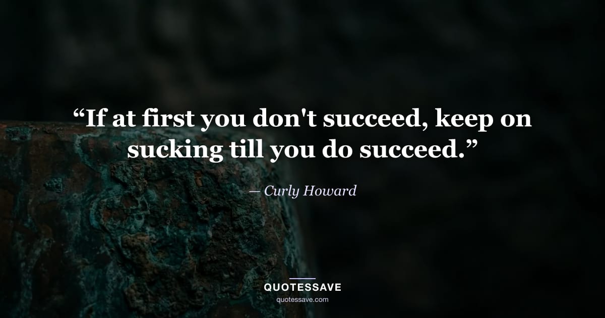“If at first you don't succeed, keep on sucking till you do succeed.” — Curly Howard