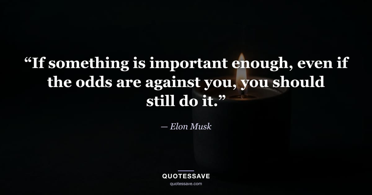 “If something is important enough, even if the odds are against you, you should still do it.” — Elon Musk