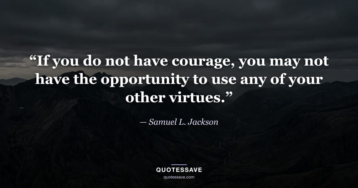 “If you do not have courage, you may not have the opportunity to use any of your other virtues.” — Samuel L. Jackson