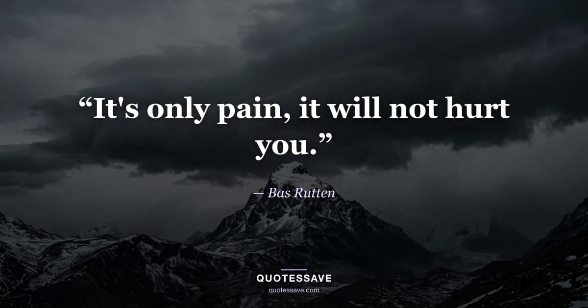 “It's only pain, it will not hurt you.” — Bas Rutten