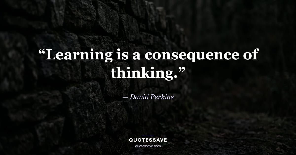 “Learning is a consequence of thinking.” — David Perkins