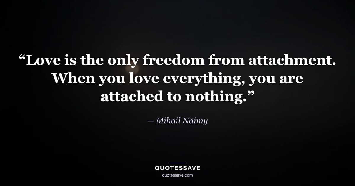 “Love is the only freedom from attachment. When you love everything, you are attached to nothing.” — Mihail Naimy