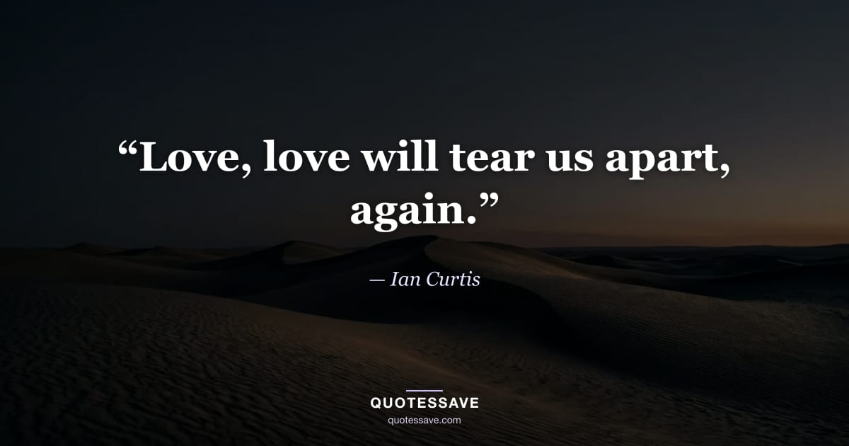 “Love, love will tear us apart, again.” — Ian Curtis