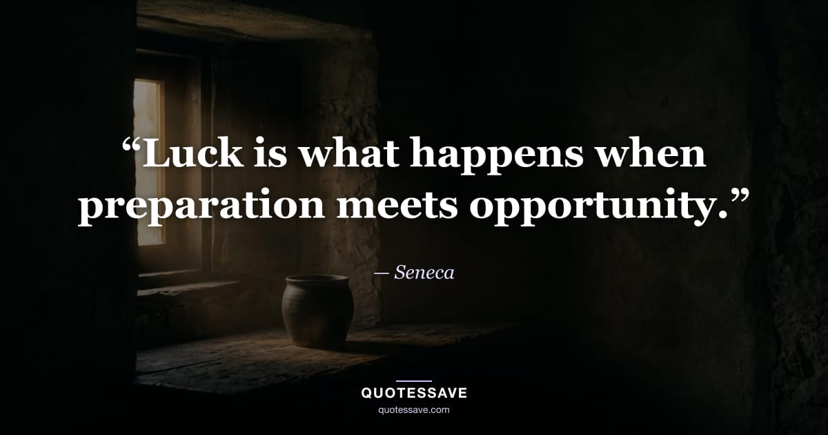 “Luck is what happens when preparation meets opportunity.” — Seneca