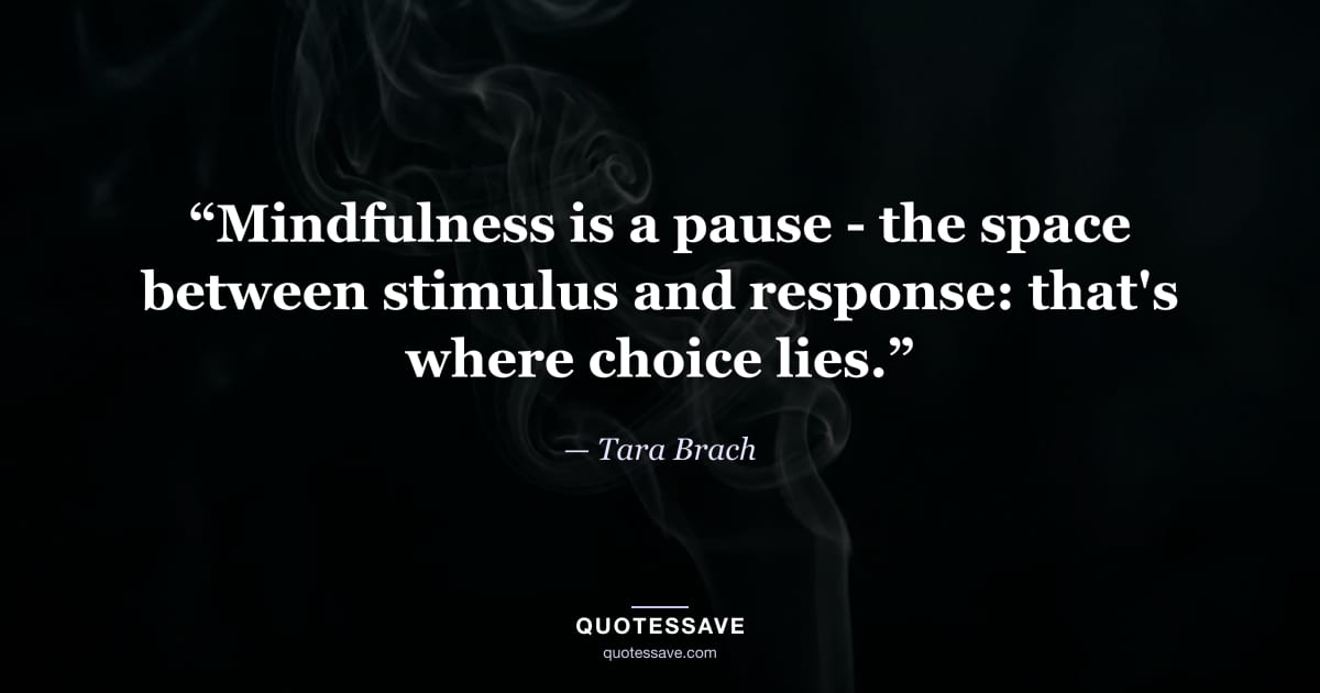 “Mindfulness is a pause - the space between stimulus and response: that's where choice lies.” — Tara Brach