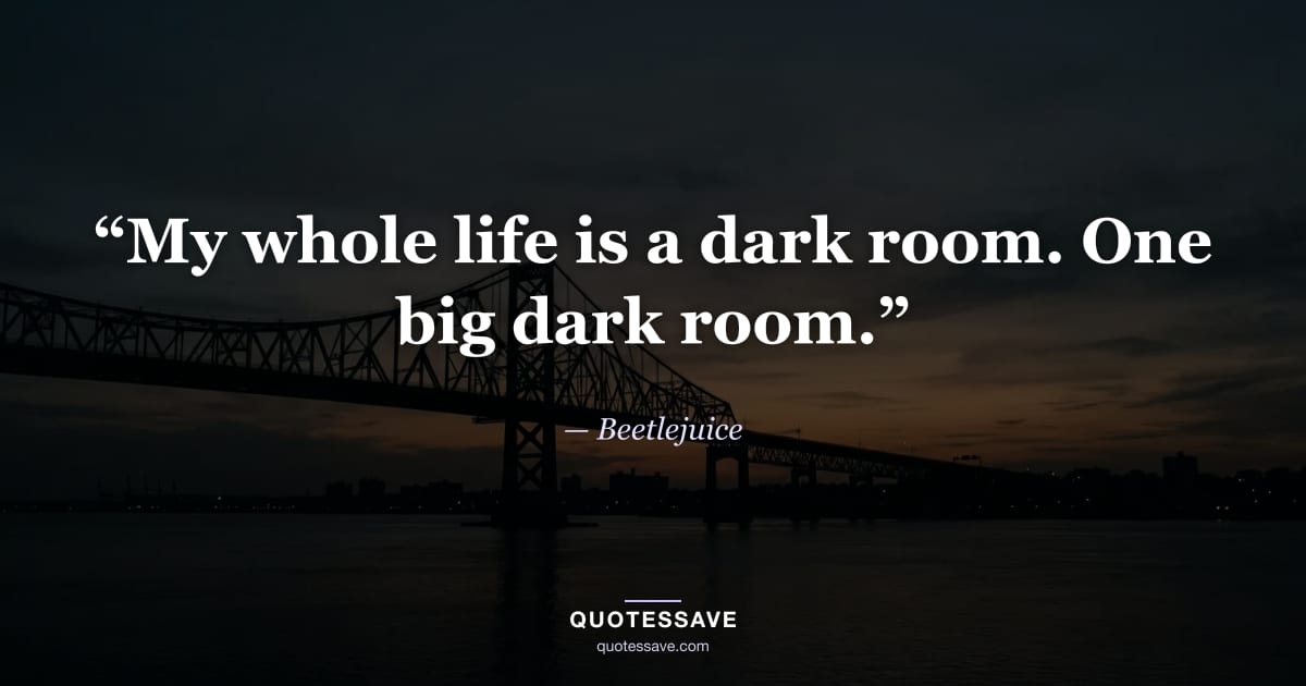 “My whole life is a dark room. One big dark room.” — Beetlejuice