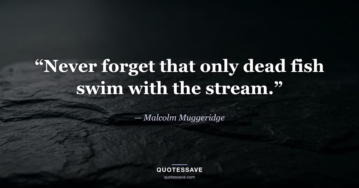 “Never forget that only dead fish swim with the stream.” — Malcolm Muggeridge