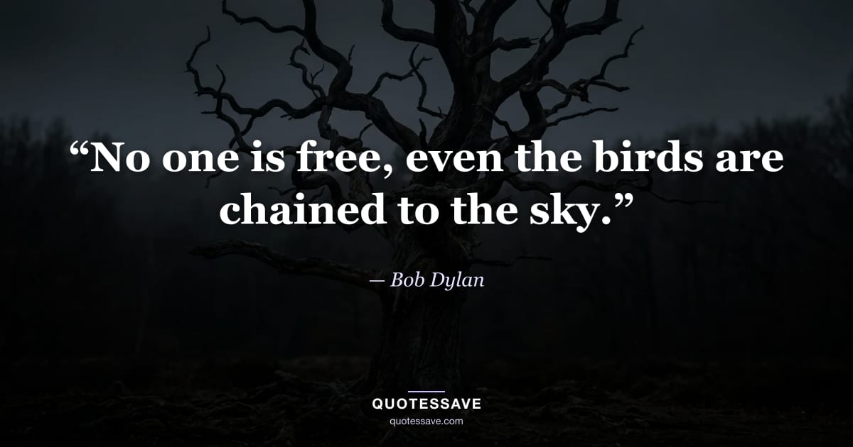 “No one is free, even the birds are chained to the sky.” — Bob Dylan