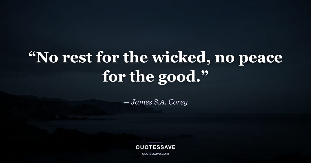 “No rest for the wicked, no peace for the good.” — James S.A. Corey