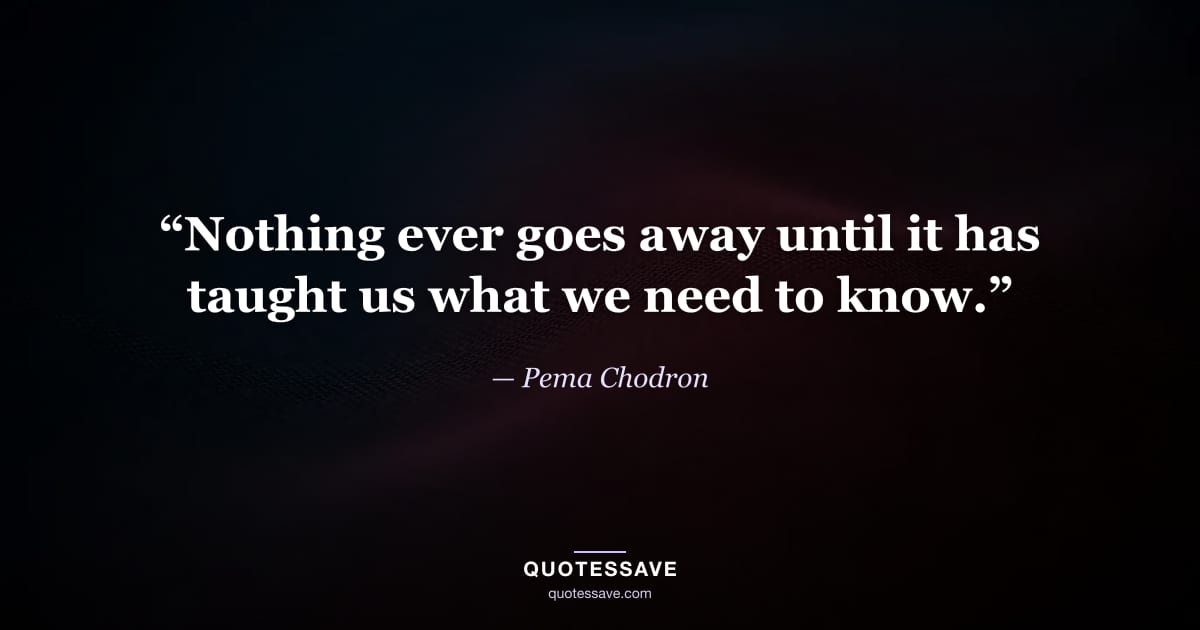 “Nothing ever goes away until it has taught us what we need to know.” — Pema Chodron