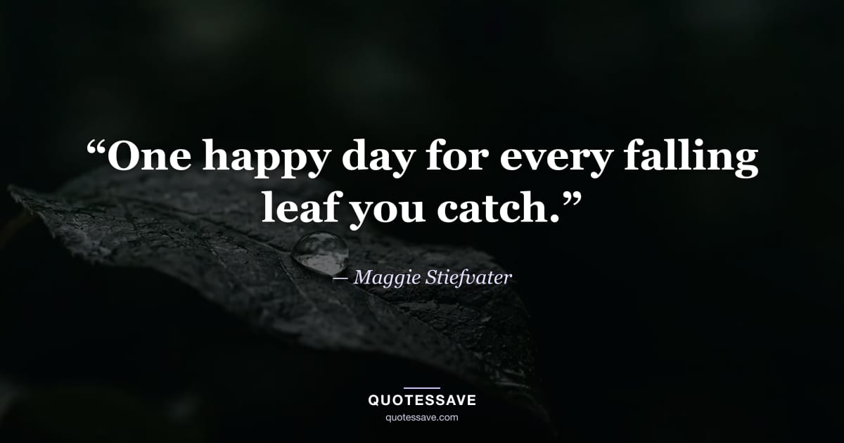 “One happy day for every falling leaf you catch.” — Maggie Stiefvater