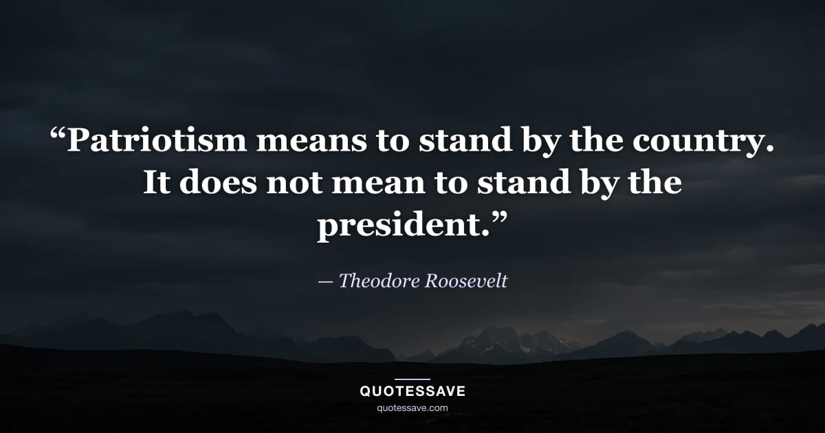 “Patriotism means to stand by the country. It does not mean to stand by the president.” — Theodore Roosevelt