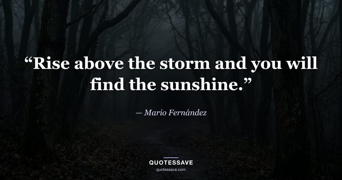 “Rise above the storm and you will find the sunshine.” — Mario Fernández