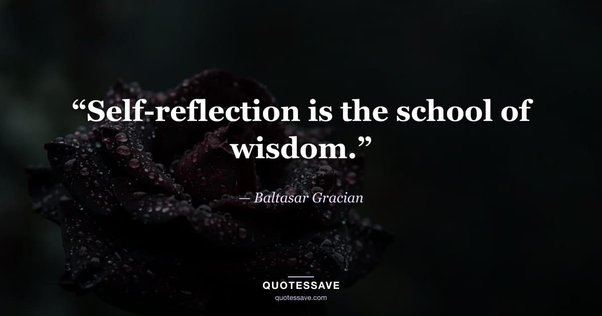 “Self-reflection is the school of wisdom.” — Baltasar Gracian