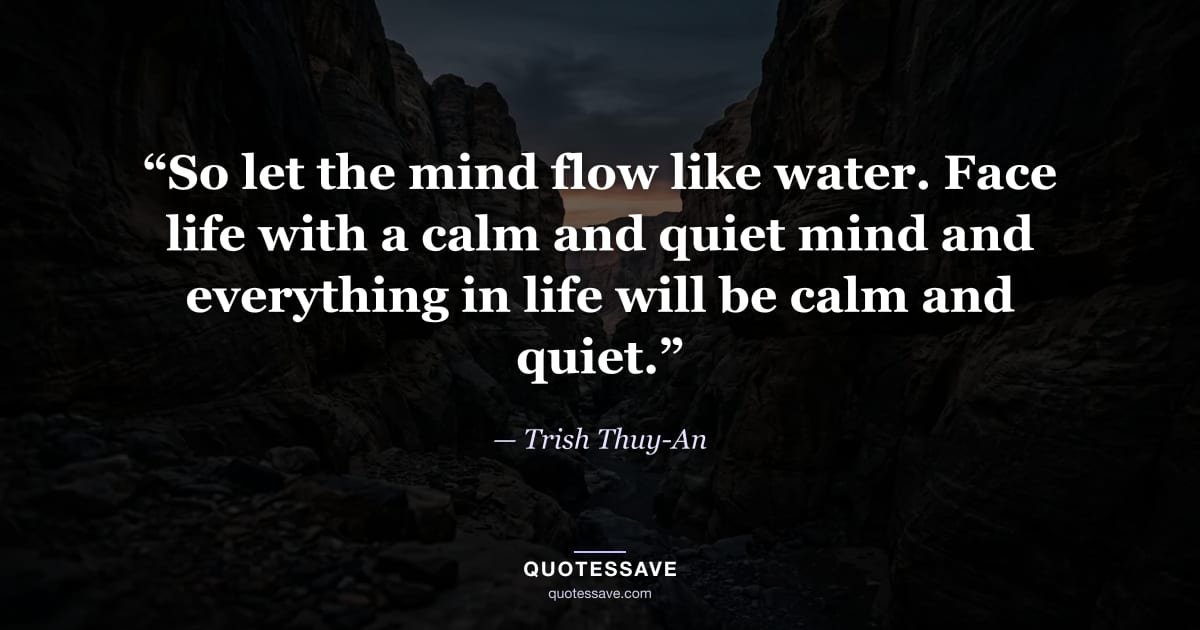 “So let the mind flow like water. Face life with a calm and quiet mind and everything in life will be calm and quiet.” — Trish Thuy-An