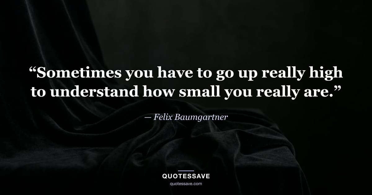 “Sometimes you have to go up really high to understand how small you really are.” — Felix Baumgartner