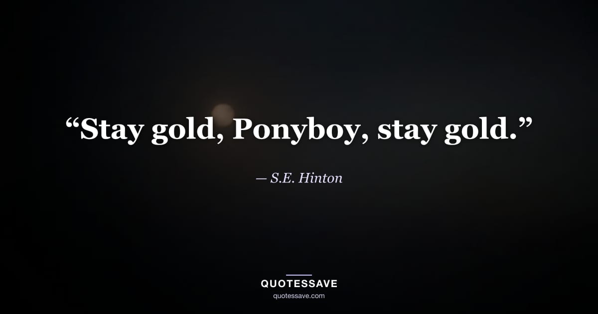 “Stay gold, Ponyboy, stay gold.” — S.E. Hinton