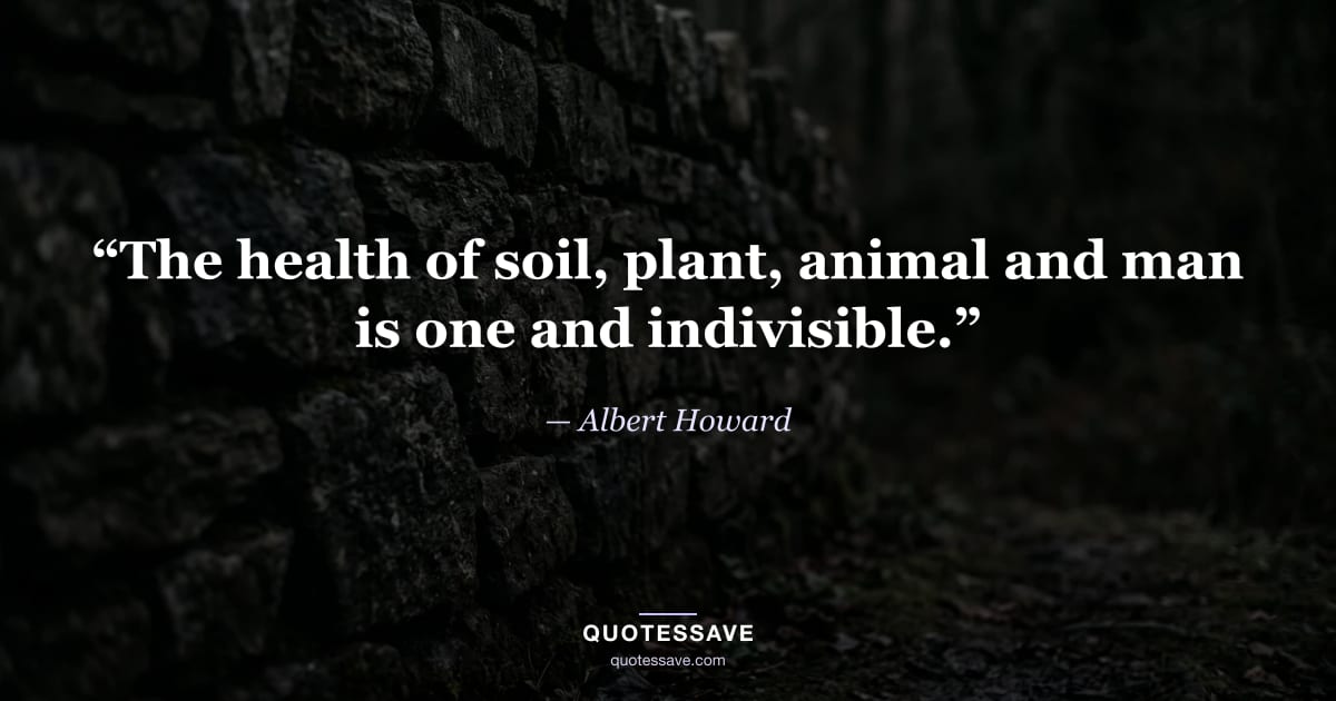 “The health of soil, plant, animal and man is one and indivisible.” — Albert Howard