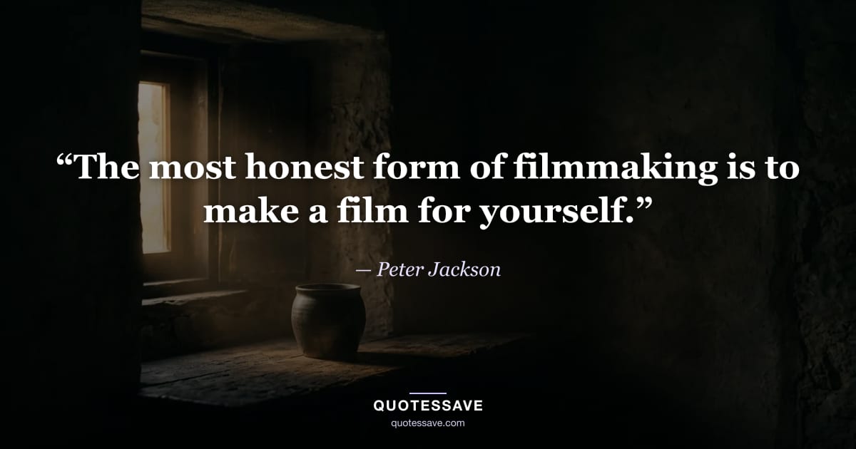 “The most honest form of filmmaking is to make a film for yourself.” — Peter Jackson