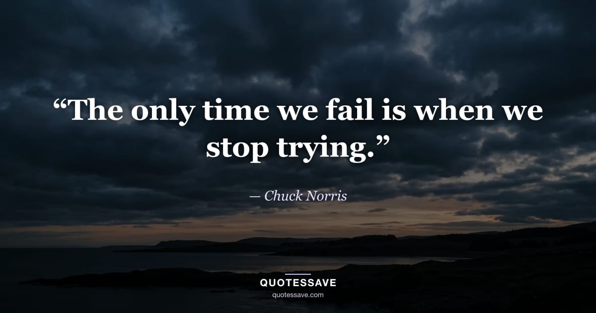 “The only time we fail is when we stop trying.” — Chuck Norris