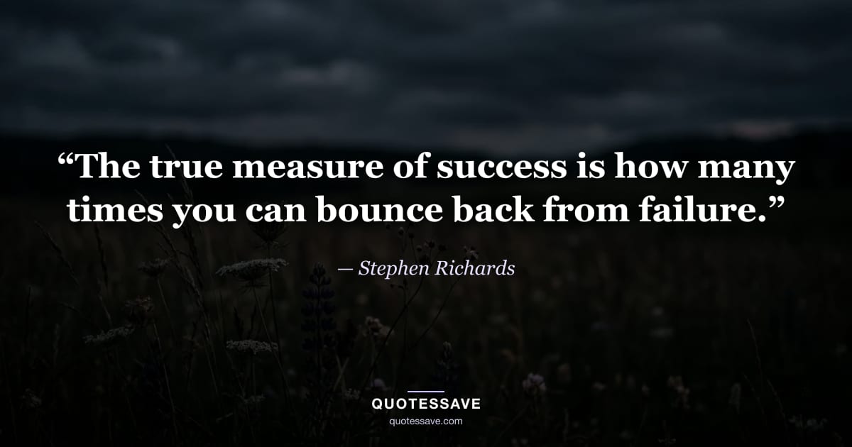 “The true measure of success is how many times you can bounce back from failure.” — Stephen Richards