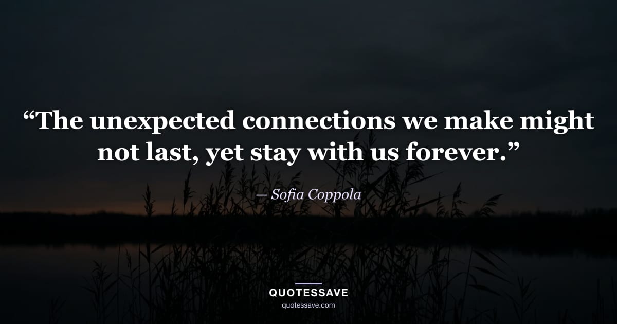 “The unexpected connections we make might not last, yet stay with us forever.” — Sofia Coppola