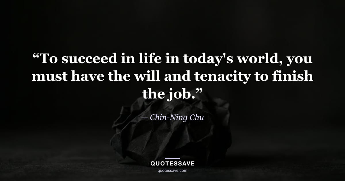 “To succeed in life in today's world, you must have the will and tenacity to finish the job.” — Chin-Ning Chu