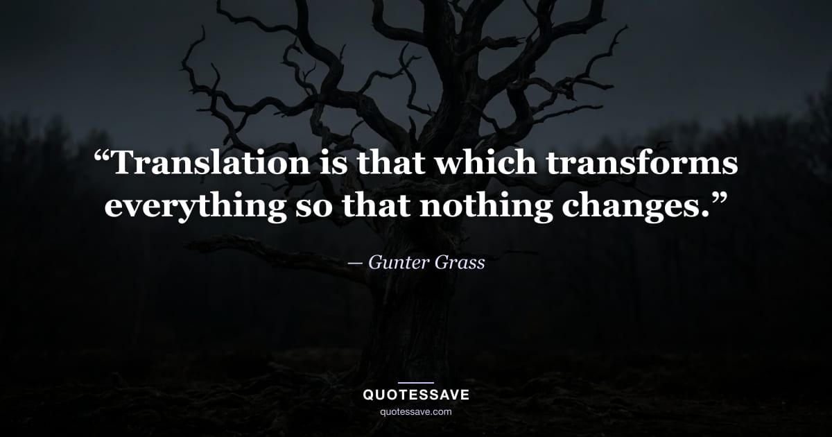 “Translation is that which transforms everything so that nothing changes.” — Gunter Grass