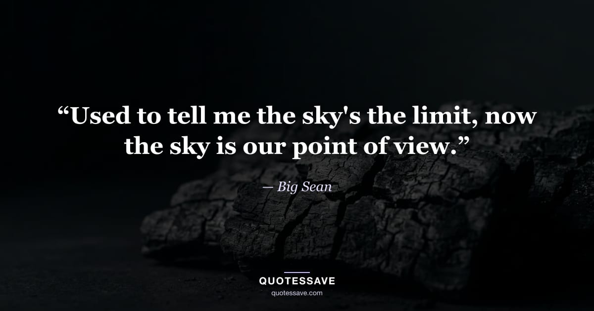 “Used to tell me the sky's the limit, now the sky is our point of view.” — Big Sean