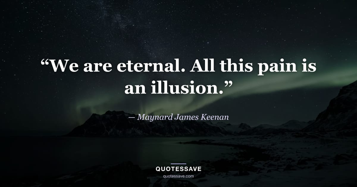 “We are eternal. All this pain is an illusion.” — Maynard James Keenan