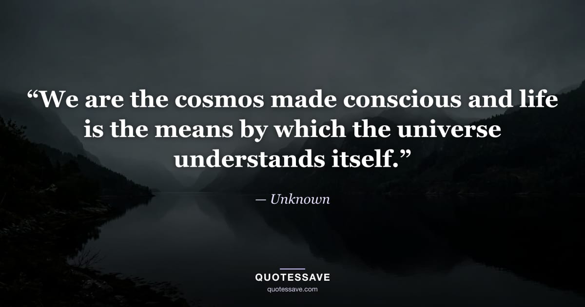 “We are the cosmos made conscious and life is the means by which the universe understands itself.” — Unknown