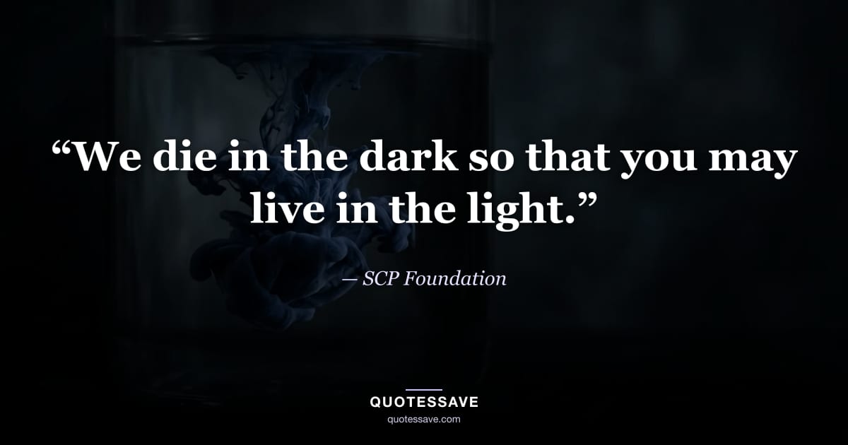 “We die in the dark so that you may live in the light.” — SCP Foundation