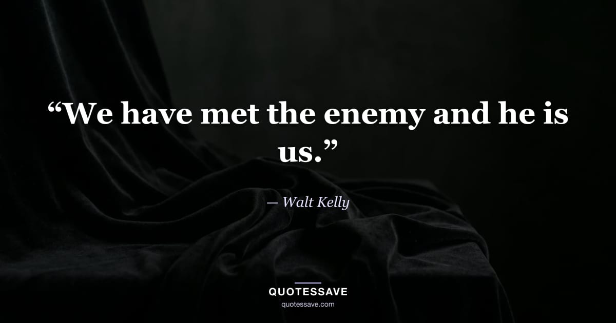 “We have met the enemy and he is us.” — Walt Kelly