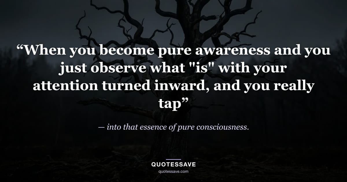 “When you become pure awareness and you just observe what "is" with your attention turned inward, and you really tap” — into that essence of pure consciousness.