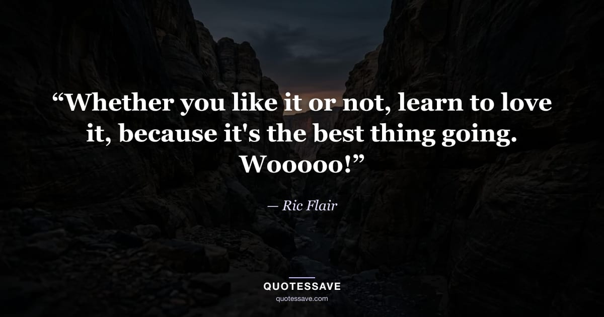 “Whether you like it or not, learn to love it, because it's the best thing going. Wooooo!” — Ric Flair